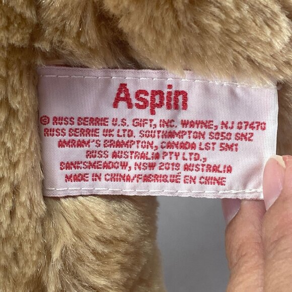 Russ Berrie Winter Christmas Sitting Brown Bear Plush Aspin 15 Inch - Picture 7 of 10